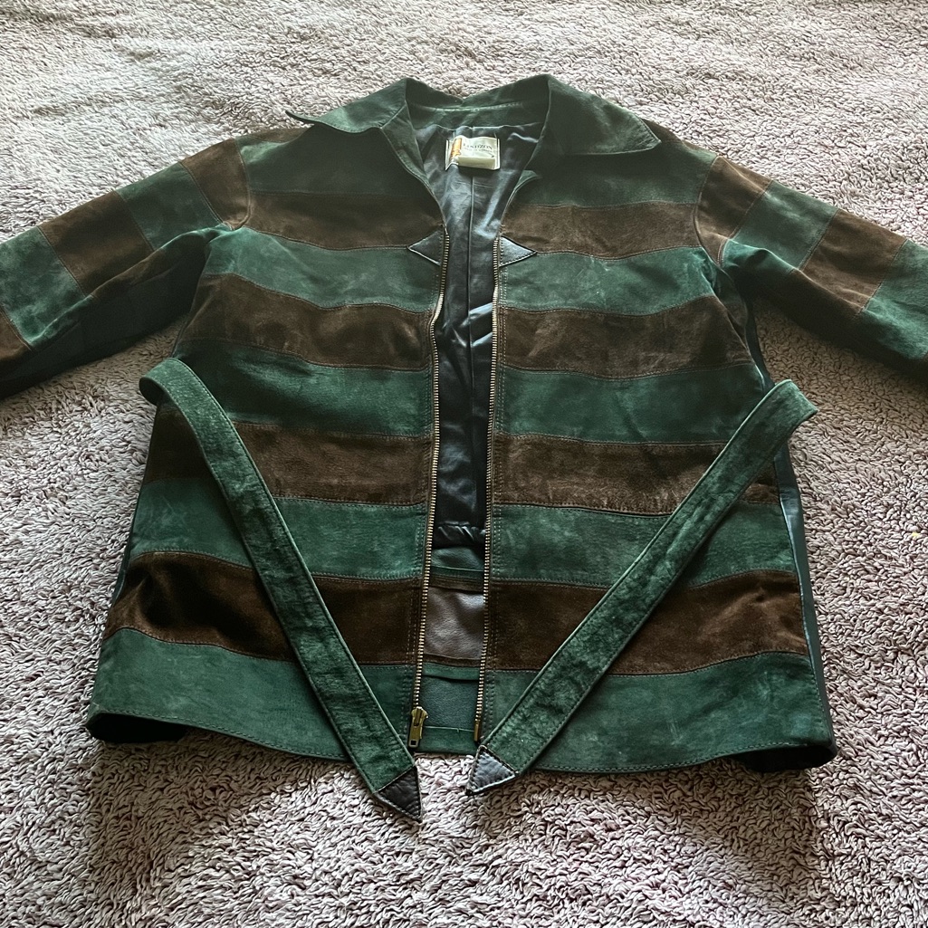 Rare 1970s Stripe Lindzon Canada Genuine Leather Coat
